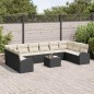 vidaXL Set di divani da giardino in 10 pezzi con cuscini in rattan poliestere marrone vidaXL Set di divani da giardino in 10 pezzi con cuscini in rattan poliestere marrone