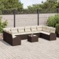 vidaXL Set di Divani da Giardino 10 Pezzi con Cuscini Panna in Rattan Grigio