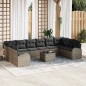 vidaXL Set di divani da giardino 10 pezzi con cuscini in rattan poliestere nero vidaXL Set di divani da giardino 10 pezzi con cuscini in rattan poliestere nero