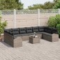 vidaXL Set di divani da giardino 10 pezzi con cuscini in rattan poliestere nero vidaXL Set di divani da giardino 10 pezzi con cuscini in rattan poliestere nero