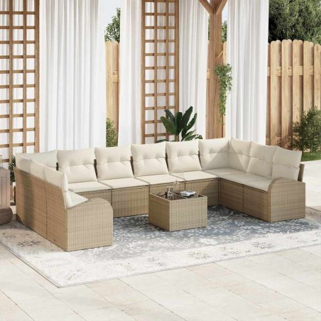 vidaXL Set di Sofà da 11 Pezzi con Cuscini in Rattan Poliestrale Marrone