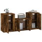 Set Mobili Porta TV 3 pz Rovere Fumo in Legno Multistrato Set Mobili Porta TV 3 pz Rovere Fumo in Legno Multistrato
