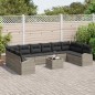 vidaXL Set Divano da Giardino 11 Pezzi con Cuscini in Rattan Polietilene Grigio.