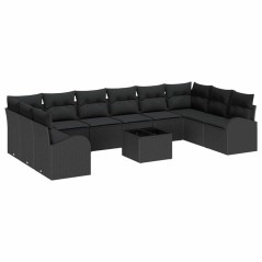 vidaXL Set di divani da giardino 11 pezzi con cuscini in rattan beige.