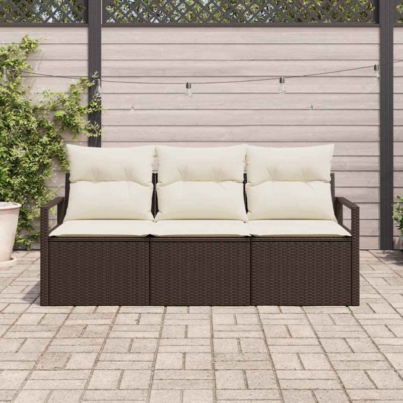 vidaXL Set da Giardino in 3 Pezzi con Cuscini Marroni in Rattan Sintetico. vidaXL Set da Giardino in 3 Pezzi con Cuscini Marroni in Rattan Sintetico.