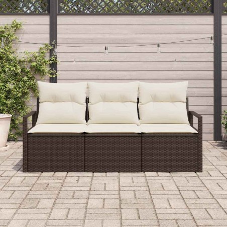 vidaXL Set da Giardino in 3 Pezzi con Cuscini Marroni in Rattan Sintetico.