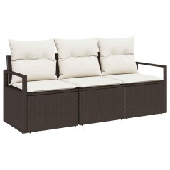 vidaXL Set da Giardino in 3 Pezzi con Cuscini Marroni in Rattan Sintetico.