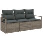 vidaXL Set Divano da Giardino 3 Pezzi con Cuscini Grigi in Rattan Sintetico