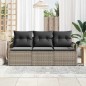 vidaXL Set Divano da Giardino 3 Pezzi con Cuscini Grigi in Rattan Sintetico