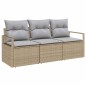 vidaXL Set di divani da giardino 3 pezzi con cuscini beige in rattan sintetico