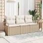vidaXL Set di divani da giardino 3 pezzi con cuscini beige in polirattan vidaXL Set di divani da giardino 3 pezzi con cuscini beige in polirattan
