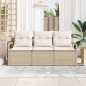 vidaXL Set di divani da giardino 3 pezzi con cuscini beige in polirattan vidaXL Set di divani da giardino 3 pezzi con cuscini beige in polirattan