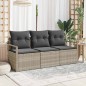 vidaXL Set da giardino 3 pezzi con cuscini grigio chiaro in polyrattan