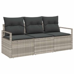 vidaXL Set da giardino 3 pezzi con cuscini grigio chiaro in polyrattan