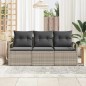 vidaXL Set da giardino 3 pezzi con cuscini grigio chiaro in polyrattan