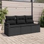 vidaXL Set divano da giardino 3 pezzi , con cuscini, in rattan sintetico nero