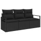 vidaXL Set divano da giardino 3 pezzi , con cuscini, in rattan sintetico nero