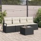 Set Divano da Giardino vidaXL 5 Pezzi con Cuscini Rattan Nero e Panna