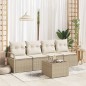 vidaXL Set di Sofà da Giardino a 5 Pezzi con Cuscini Beige in Polyrattan vidaXL Set di Sofà da Giardino a 5 Pezzi con Cuscini Beige in Polyrattan