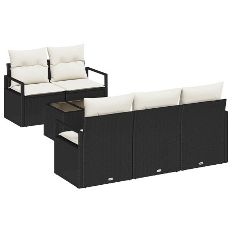 Set di divani da giardino vidaXL 6 pezzi con cuscini in rattan nero