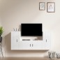 Set Mobili Porta TV 3 pz Bianco Lucido in Legno Multistrato Set Mobili Porta TV 3 pz Bianco Lucido in Legno Multistrato