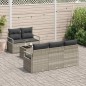 Set di Divani da Giardino vidaXL 6 Pezzi con Cuscini Grigio Chiaro Polyrattan