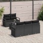 vidaXL Set Divano da Giardino a 6 Pezzi con Cuscini Nero Polyrattan