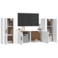 Set Mobili Porta TV 3 pz Bianco Lucido in Legno Multistrato Set Mobili Porta TV 3 pz Bianco Lucido in Legno Multistrato