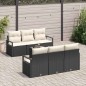 Set di Divano da Giardino vidaXL 7 Pezzi con Cuscini Nero Polyrattan