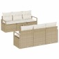 Set Divano da Giardino 7 pezzi con Cuscini Beige Polirattan vidaXL Set Divano da Giardino 7 pezzi con Cuscini Beige Polirattan vidaXL