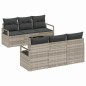 Set da giardino vidaXL 7 pezzi con cuscini grigio chiaro in polyrattan