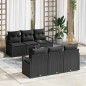 vidaXL Set di divani da giardino da 7 pezzi con cuscini in polyrattan nero