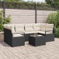 Set Divano da Giardino vidaXL 7 Pezzi con Cuscini Nero Polyrattan