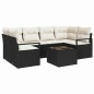 Set Divano da Giardino vidaXL 7 Pezzi con Cuscini Nero Polyrattan