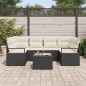 Set Divano da Giardino vidaXL 7 Pezzi con Cuscini Nero Polyrattan