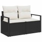 Set Divano da Giardino vidaXL 7 Pezzi con Cuscini Nero Polyrattan