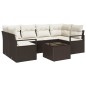Set Divano Giardino vidaXL 7 Pezzi con Cuscini Marrone Polyrattan