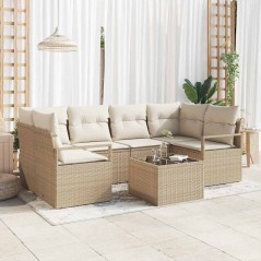 Set Divano da Giardino vidaXL con Cuscini Beige Rattan Sintetico