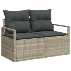 Set di divani da giardino vidaXL con cuscini grigio chiaro in polyrattan