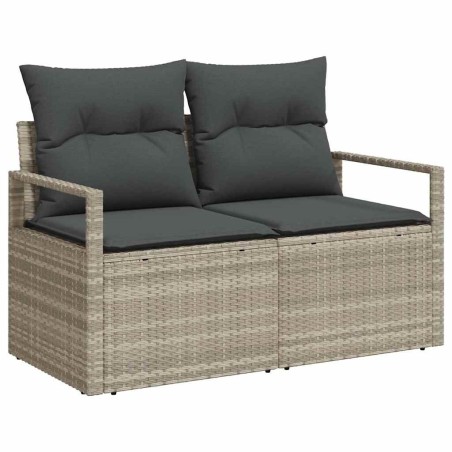 Set di divani da giardino vidaXL con cuscini grigio chiaro in polyrattan