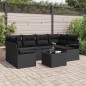 Set Divano Giardino 7 Pezzi con Cuscini Nero Polyrattan