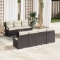Set da giardino a 8 pezzi con cuscini in polyrattan nero di vidaXL
