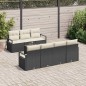 Set da giardino a 8 pezzi con cuscini in polyrattan nero di vidaXL