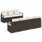 Set di Divano da Giardino a 8 Pezzi con Cuscini Marrone in Polyrattan