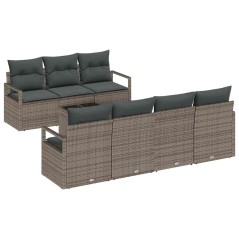 vidaXL Set Divano da Giardino 8 Pezzi con Cuscini Grigi - Polirattan