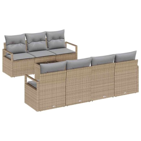vidaXL Set Divano da Giardino a 8 Pezzi con Cuscini Beige Polirattan
