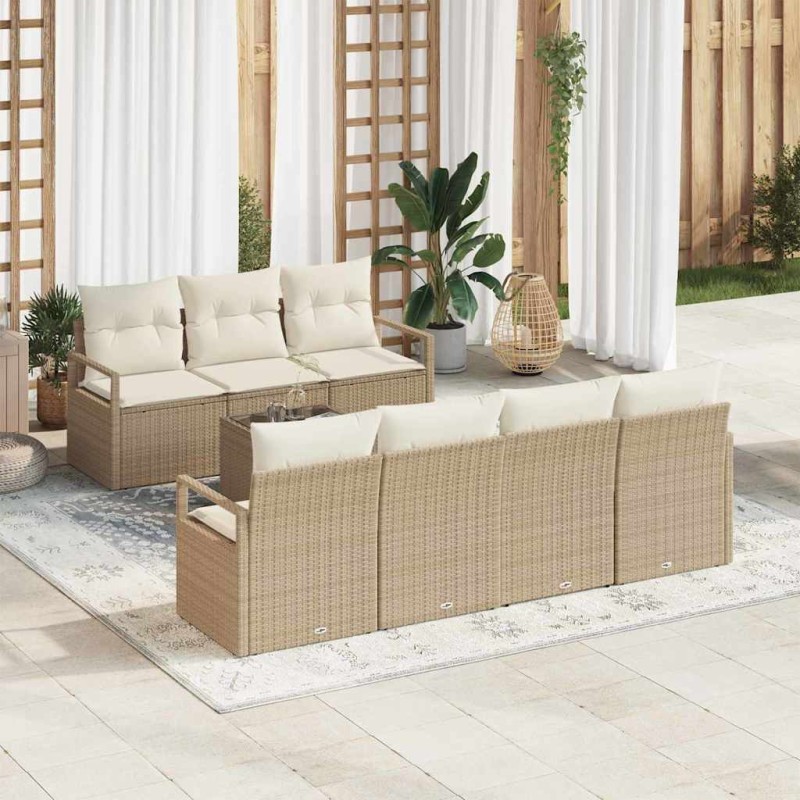 Set divani giardino vidaXL 8 pezzi con cuscini beige in polyrattan
