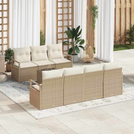 Set divani giardino vidaXL 8 pezzi con cuscini beige in polyrattan