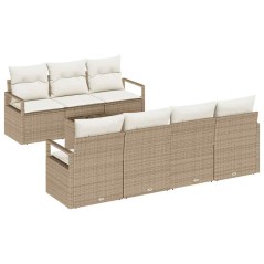 Set divani giardino vidaXL 8 pezzi con cuscini beige in polyrattan