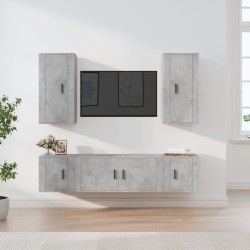 Set di Mobili Porta TV 5 pz Grigio Cemento in Legno Multistrato
